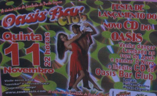 Cartaz   Oasis Bar Club - Balsa, Quinta-feira 11 de Novembro de 2010