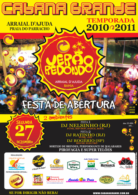 Cartaz Cabana Grande - Estrada da Pitinga - Praia do Parracho, Segunda-feira 27 de Dezembro de 2010