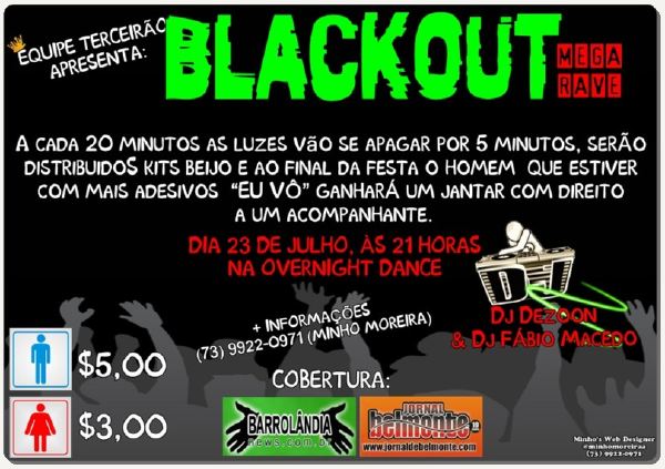 Cartaz Overnight Dance - Barrolândia, Sábado 23 de Julho de 2011