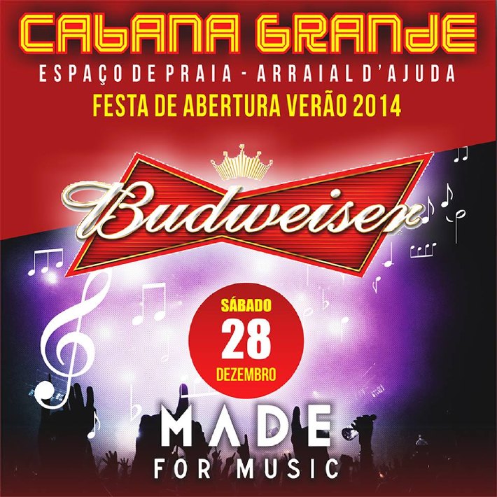 Cartaz   Cabana Grande - Estrada da Pitinga - Praia do Parracho, Sábado 28 de Dezembro de 2013
