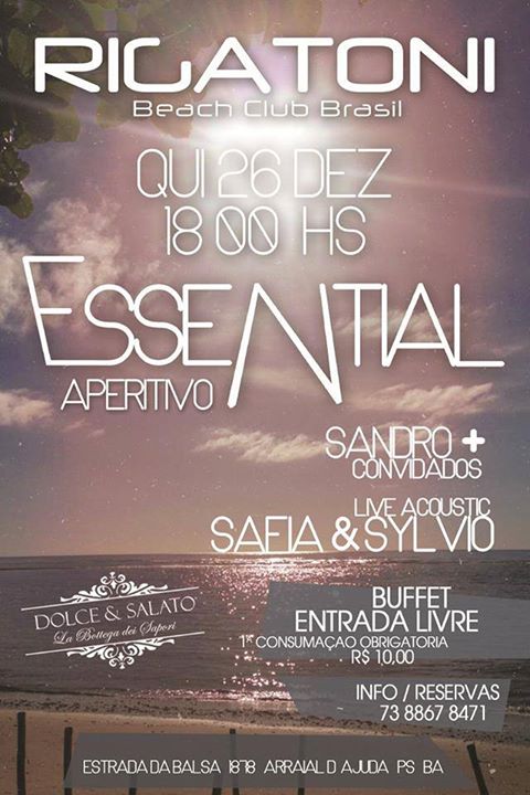 Cartaz   Rigatoni Beach Club Brasil - Estrada da Balsa 1878, praia de Araaipe, Quinta-feira 26 de Dezembro de 2013