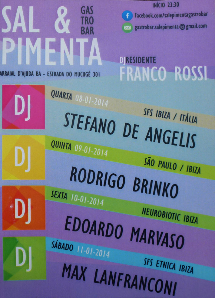 Cartaz   Sal & Pimento Gastro Bar - Rua do Mucug, ao lado do Xax Grill e Xopperia, Quinta-feira 9 de Janeiro de 2014