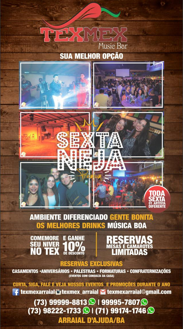 Cartaz  - TexMex Music Bar - Rua du Mucug, 250, Sexta-feira 20 de Janeiro de 2017